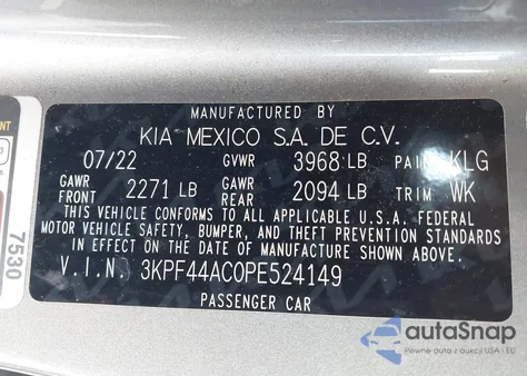 2023 Kia Forte Gt from USA, damaged, VIN 3KPF44AC0PE524149